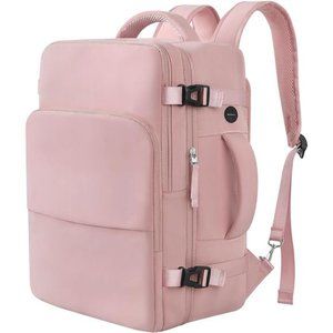 Large Pink Travel & Laptop Backpack for Women, with USB Charging Port